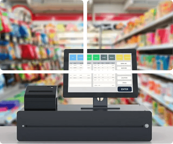 Figure POS hardware and software collage